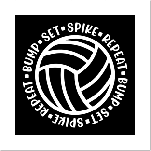 Bump Set Spike Repeat Volleyball Cute Funny Posters and Art